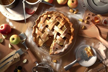 Freshly Baked Apple Pie. A Delicious Homemade Treat