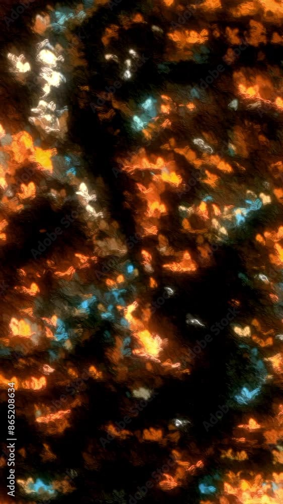 Poster white and orange glow. motion. black background with 3d animation with bright sparkling highlights.