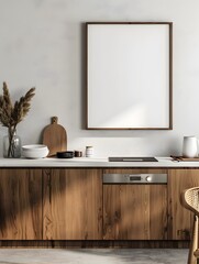 Cozy and Stylish Wooden Shelving Unit in Minimal Interior Design