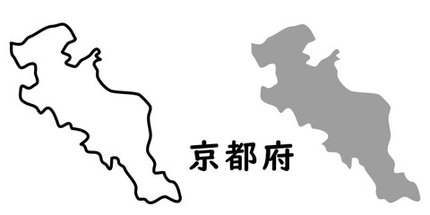 シンプルな日本の京都府の地図のイラスト