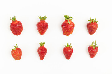 Set of fresh strawberries on a white background