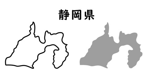 シンプルな日本の静岡県地図のアイコンイラスト