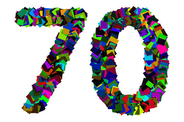 Colorful number 70 for math concept