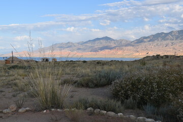 The red sandstone cliffs, canyons and valleys of Kyrgyzstan in Central Asia
