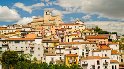 Naklejka premium Rapolla, borgo del Volture con le tipiche cantine dove viene conservato il vino Aglianico. Potenza, Basilicata. Italy