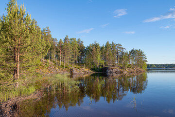 Warm June evening at the Koyonsaari island. Karelia, Russia