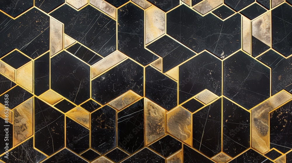 Poster geometric patterns create visual harmony through the repetition of shapes and lines, bringing a sens