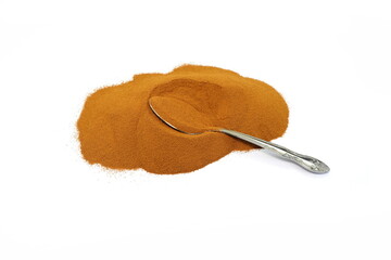 Fine coffee powder isolated on white.