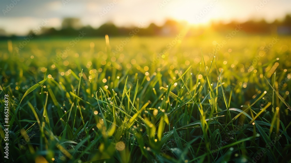 Poster Grassy fields, whether in rural landscapes or urban parks, offer a refreshing break from concrete and asphalt, connecting us to nature.