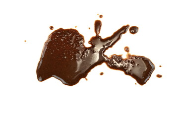 Sample of body scrub on white background. Coffee scrub sample on white background, closeup