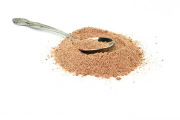 Cappuccino powder isolated in white background. 