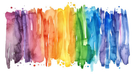Naklejka premium Abstract hand-painted rainbow watercolor isolated on a transparent background