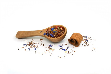 Dry cardamom tea isolated on white