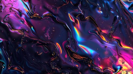 Obraz premium iridescent fluid art abstract wallpaper with swirling metallic colors and liquid textures digital illustration