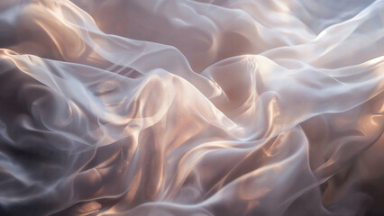 Obraz premium A delicate, flowing translucent fabric with soft, glowing light effects creates an ethereal and calming atmosphere captured in this visually appealing image.