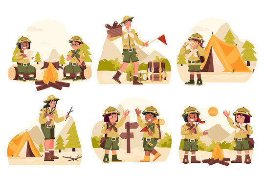 Scout illustrations in flat design