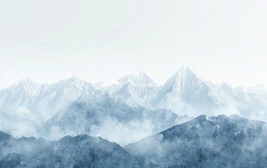 Obraz premium Capture a panoramic view of a snow-capped mountain range in a soft, elegant white texture suitable for editorial use