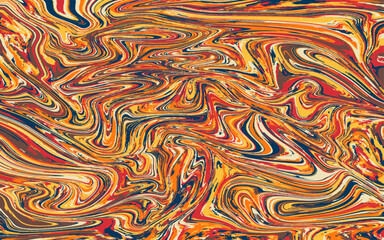 Fototapeta premium Abstract marble texture. Red blue yellow and white background. Handmade technique.
