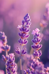 Obraz premium Vibrant Lavender Flowers in Bloom Against Soft Pastel Background