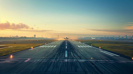 Takeoff at Dawn: Planes Soaring from the Runway