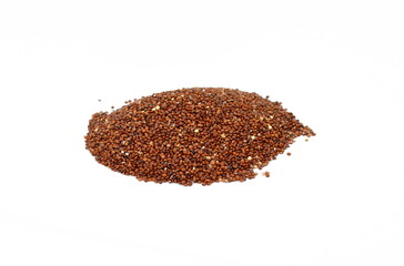 red quinoa seeds isolated on white background. 