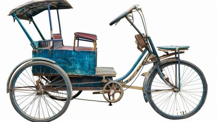 Fototapeta premium Tricycle taxi, small sized tricycle, Vintage model isolated on white background