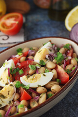 A bowl with Piyaz salad - traditional dish of Turkey