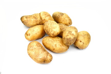 Raw potato isolated on white background close up