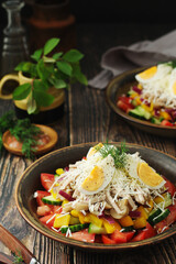 A traditional Bulgarien salad dish - Ovcharska salad	