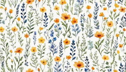 Seamless Wildflower Watercolor Pattern