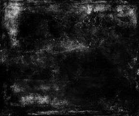 Black grunge scratched scary horror background, old distressed halloween texture