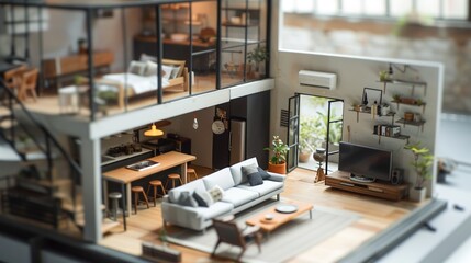 a loft apartment miniature model