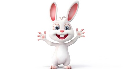 Obraz premium Happy bunny cartoon isolated on white background. 