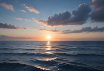 Obraz premium sunset over the sea, sand beach, summer day, some clouds, pink light