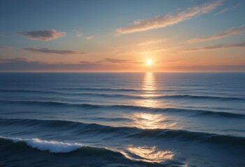 Obraz premium sunset over the sea, sand beach, summer day, some clouds, pink light