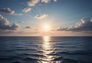 Obraz premium sunset over the sea, sand beach, summer day, some clouds, pink light