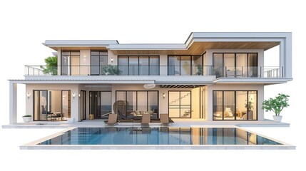 a luxurious villa miniature model on white background