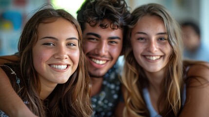 Fototapeta premium A group of happy friends studying abroad together