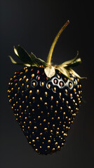 Black strawberry on black background with high definition