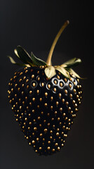 Black strawberry on black background with high definition