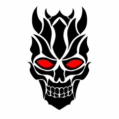 illustration vector graphic of tribal art abstract devil with red eyes