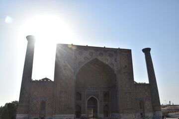 The stunning architecture on the old Silk Road with the Registan Madrasas in Samarkand, Uzbekistan 