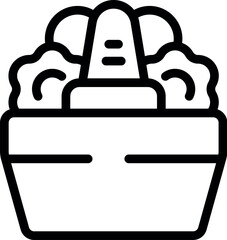 Line art icon of fermented cabbage with spices in a jar