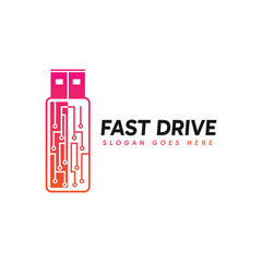 Usb Fast Drive logo design. Tech symbol icon logo vector illustration.