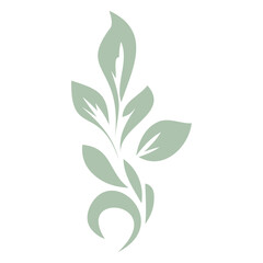 A minimalist green leaf or plant design with simple leaf shapes and organic curves