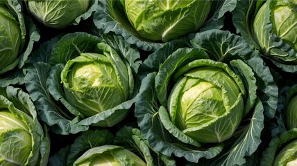 Obraz premium Various cabbages with green leaves, cooking, vegetable and healthy food concept.