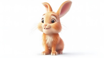Happy bunny cartoon isolated on white background. 