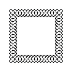 Ornamental Geometric Square Border Pattern Design with Symmetrical Shapes