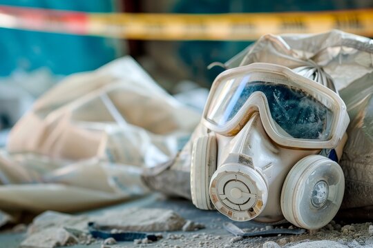 Warning asbestos fibers mask goggles removal danger of diseases