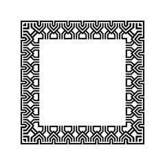 Ornamental Geometric Square Border Pattern Design with Symmetrical Shapes